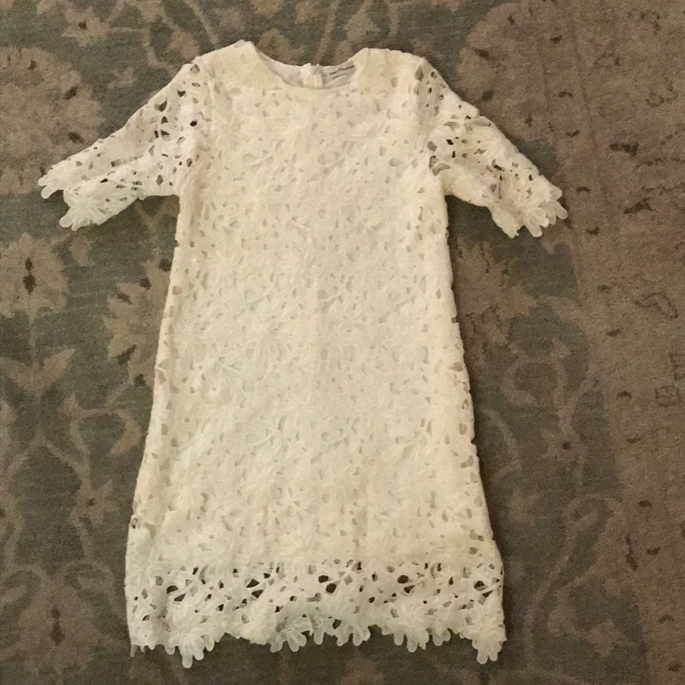 White Lace 3/4 Sleeve Dress